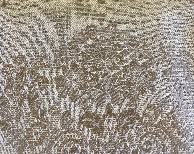 Alessio brown Damask on pearl Metallic Sparkle upholstery Drapery Fabric per yard 54" wide