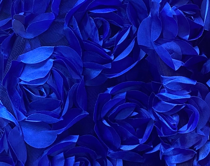 Royal Satin Bridal Petal Rosette on mesh Fabric 52" Wide Sold By The Yard