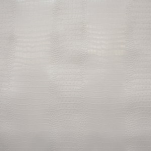 Crocodile Nile White embossed Faux vinyl fake Leather upholstery fabric sold per yard 54&quot; Wide