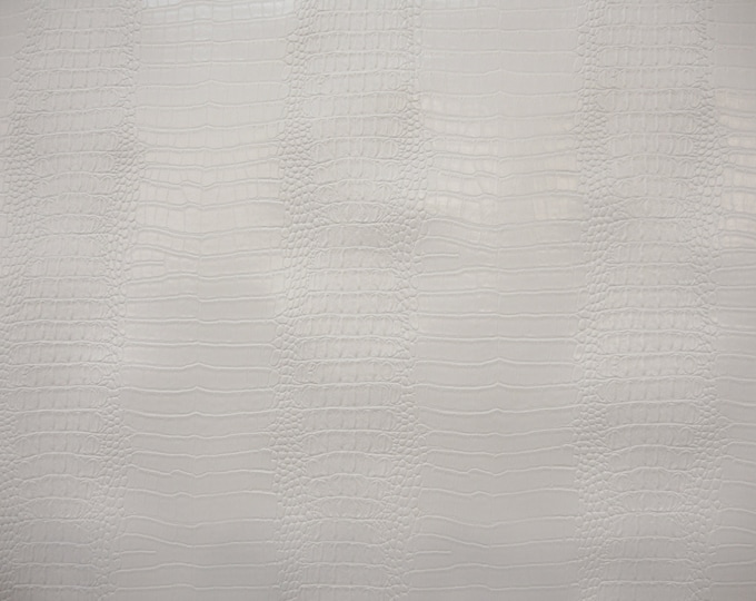 Crocodile Nile White embossed Faux vinyl fake Leather upholstery fabric sold per yard 54" Wide