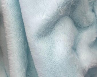 Blue plush thick minky bunny fabric / 58" Wide / Sold by the Yard