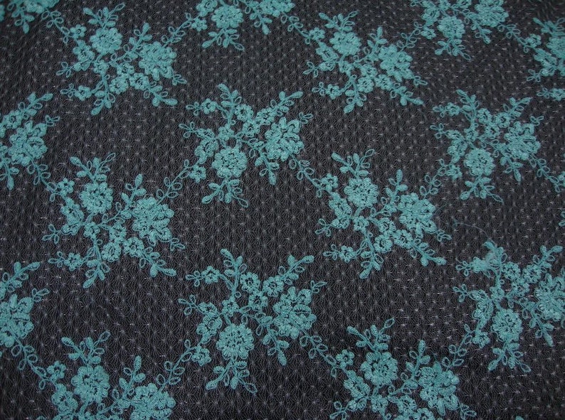 Baby Blue Daisy Flower Embroidered Lace 55\u201d Fabric by the yard