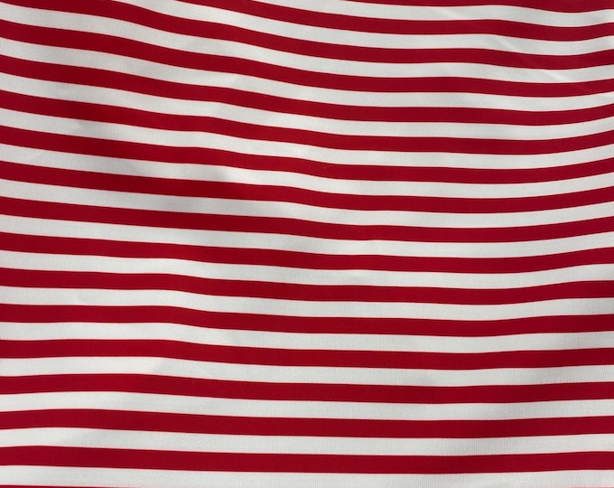 4-Way Stretch Spandex Fabric, quarter inch red white stripe-by the yard 60 " Wide