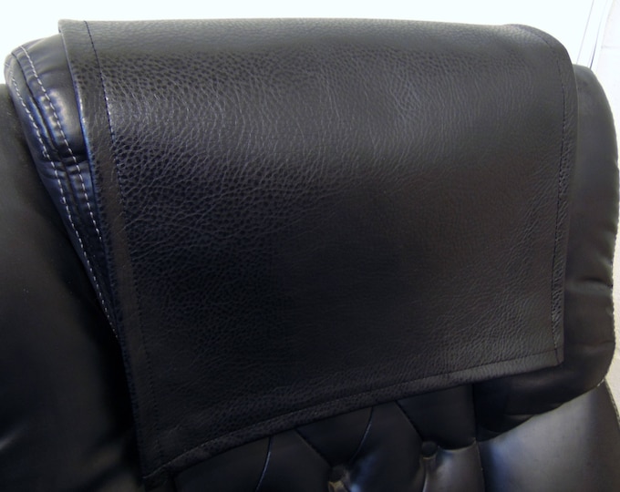 Black pebble ford faux leather vinyl Sofa Loveseat Chaise Theater Seat, Chair Caps Headrest Pad, Recliner Head Cover, Furniture Protector
