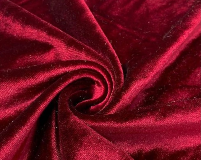 WINE Stretch Velvet Fabric By The Yard | 58’’ wide