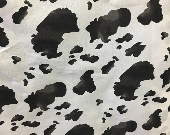 Black White Cow  Poly cotton Sold by yard  POLYCOTTON 58" wide