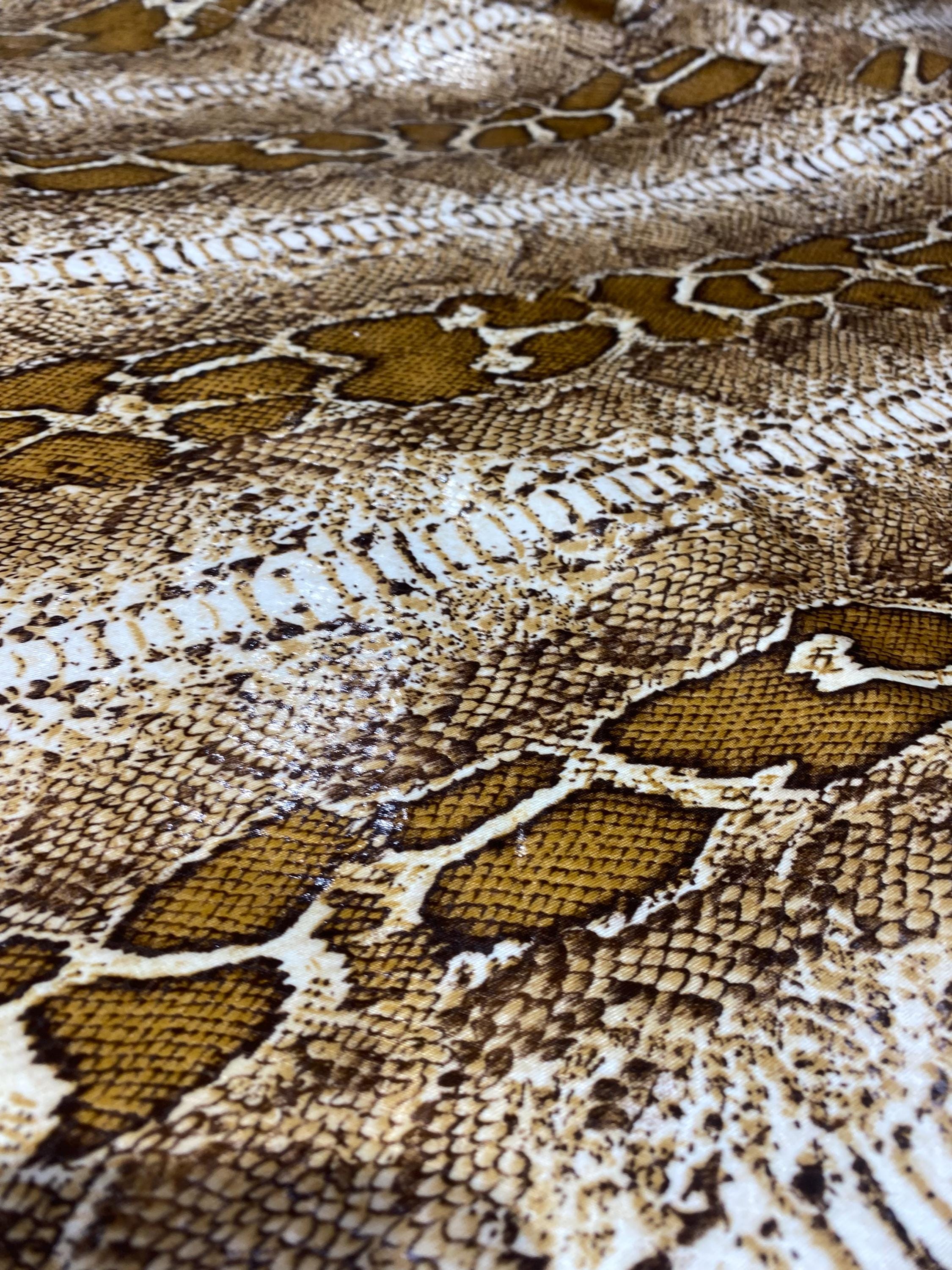 Snake Print Spandex Fabric – Stretch Animal Print – Brown Python ...