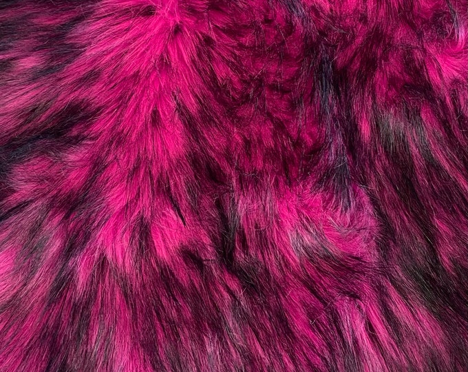 faux Synthetic Fur / hot pink husky Fabric by the yard 60" wide