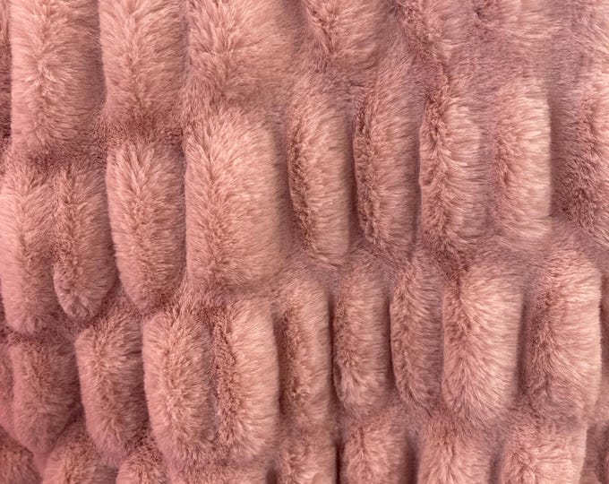 Dusty peach Faux fur minky Ripple Chinchilla Soft Fabric BY THE YARD