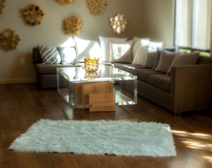 Rug Fur faux  5' x 8' New Premium Baby Blue Shag  Nursery Room Decor Home Accents shaggy Contemporary Modern Shag Carpet Throw Rug