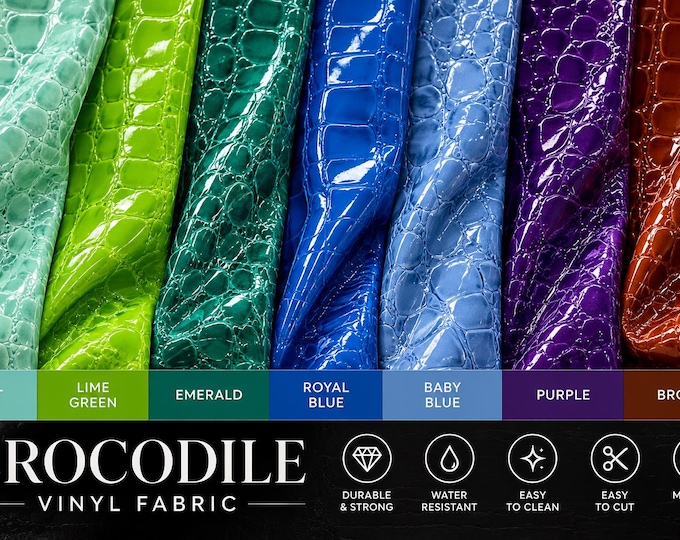 Crocodile animal vinyl faux leather Fabric fabric by yard