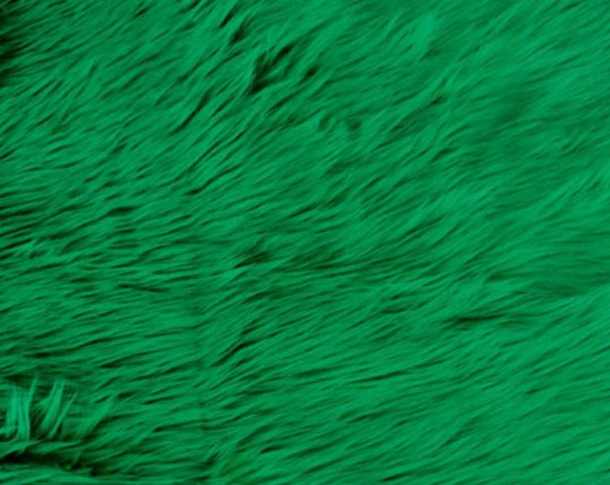 Fur Faux fake Kelly Green shaggy faux fur  fabric sold per yard 60" Wide