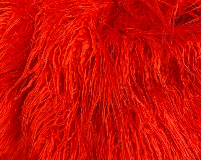 Mongolian faux fur long hair pile  fabric BY THE YARD 58" Wide
