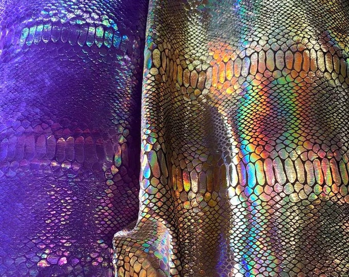 Iridescent Alligator design hologram clear ilusión foil on heavy stretch velvet 4way stretch 58/60