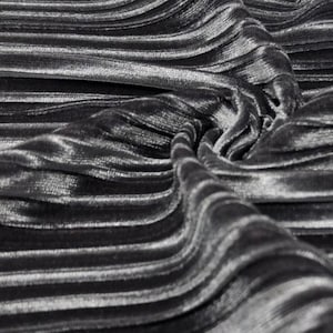 Gray Pleated 3 way Stretch Velvet   dance wear home decor fabric by the yard 60&quot; Wide