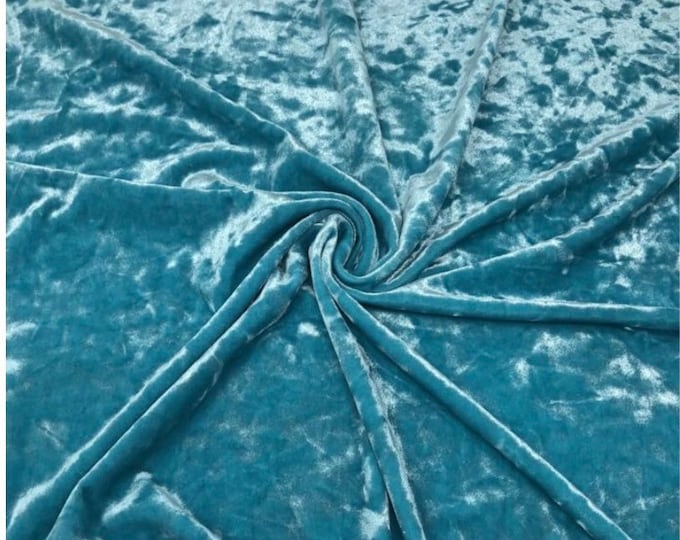 Turquoise Crushed Stretch Ice Velvet Clothing Dress Spandex 4-WAY Stretch Fabric