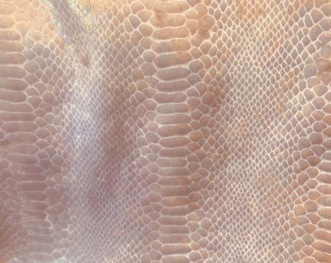 Peach Stretch Velvet pearl snake fabric by the yard 60" Wide