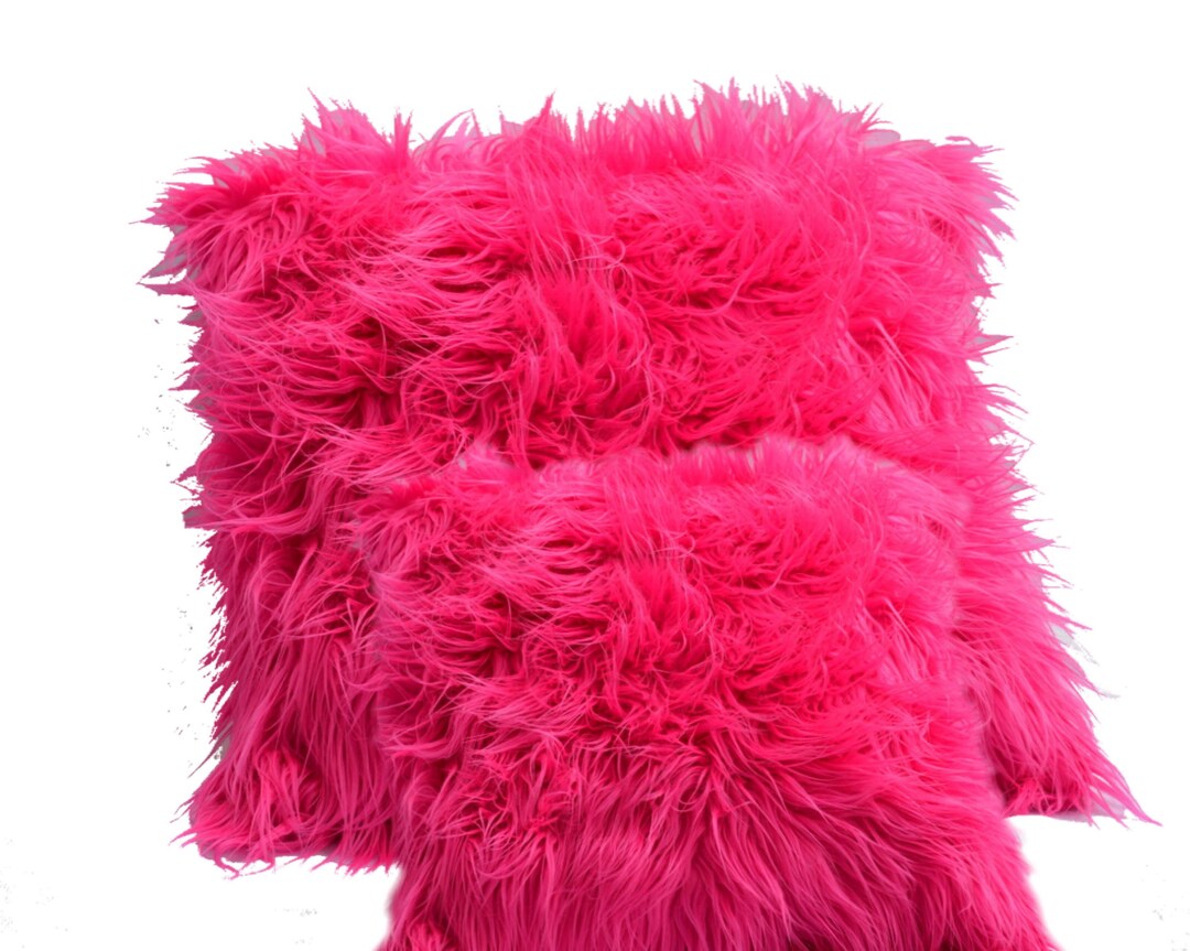 Set of 3 18x18 Inch Hot Pink Fuschia Shaggy Fur Fuzzy Soft - Etsy