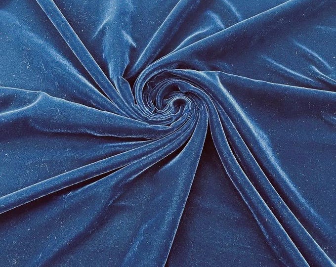 Navy micro silky soft velvet none stretch fabric 54 Wide Sold By The Yard.