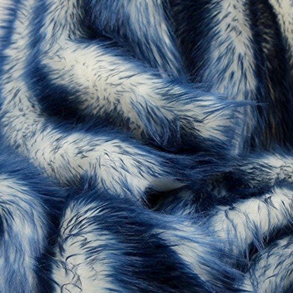 4' x 6' Throw faux fur Shaggy with Navy tips Rug/ Throw Blanket / Bed Spread Coverlet  / Soft Ultra Suede Lining