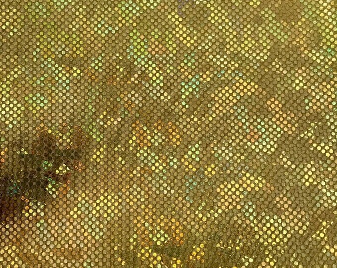 Gold shattered Metallic Spandex Hologram fabric per yard
