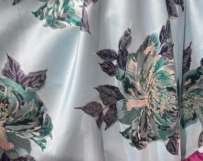 Jacquard Big floral light blue Brocade 58 " Wide