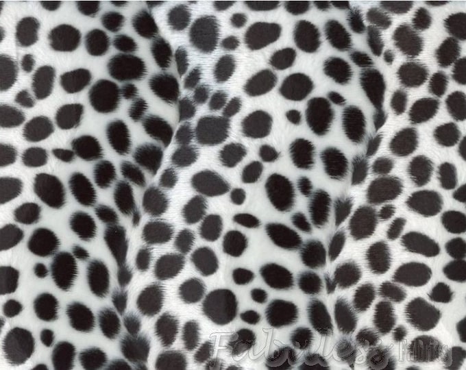 Black Dalmatian spots Velboa Fabric by the yard 60" Wide