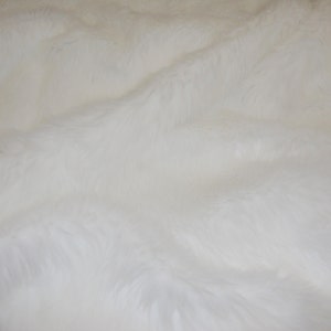 WHITE Faux fur shaggy Upholstery  fabric By the yard 60” wide