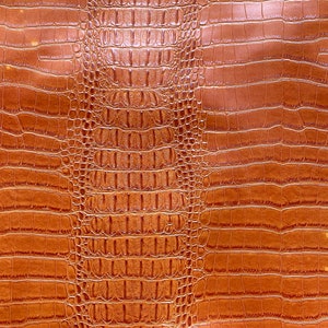 Saddle Vinyl Fake Leather Crocodile Nile, upholstery fabric sold per yard 54&quot; Wide