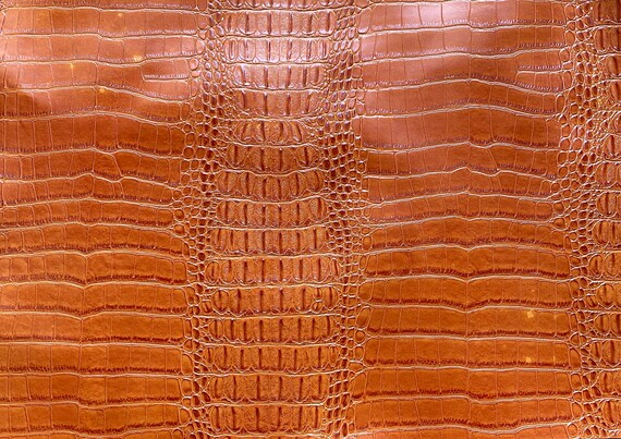 Vinyl Crocodile ORANGE Fake Leather Upholstery Fabric By the Yard 54