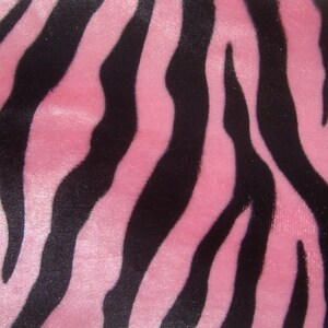 Zebra Velboa Pink/black short pile fabric per yard 60” wide