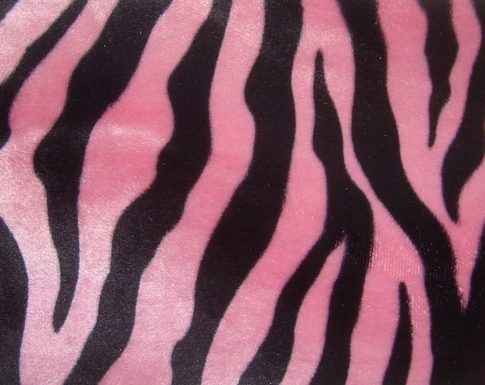 Zebra Velboa Pink/black short pile fabric per yard 60” wide