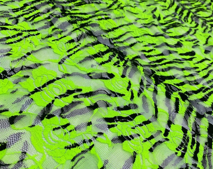 Zebra floral Stretch Lace poly Fabric By The Yard Wedding, Prom, Dresses, Lingerie, Pageant