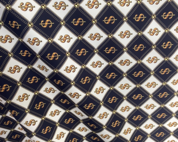 checkers dollar sign spandex 4  way  fabric by the yard