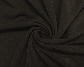 Black ITY Fabric Polyester Knit Jersey 2 Way Spandex Stretch 58" Wide by The Yard