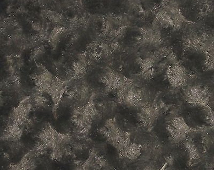 Minky charcoal Rosebud floral fur soft fabric BY THE YARD 60" Wide