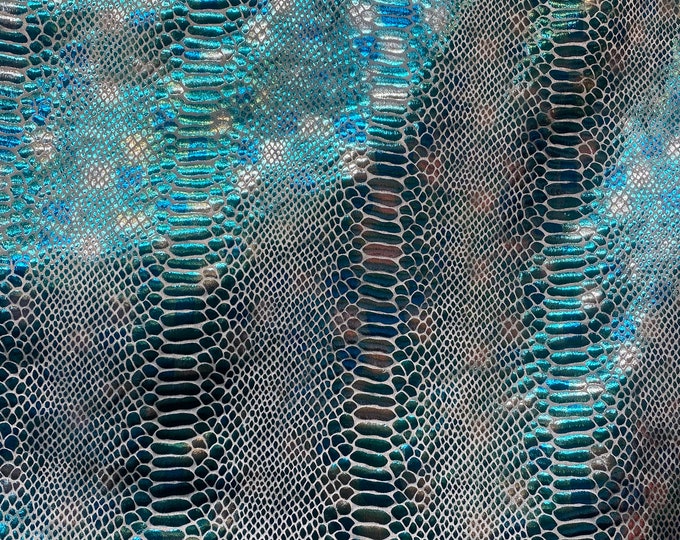 Turquoise pearl Snake Hologram Spandex4 way stretch 58" wide