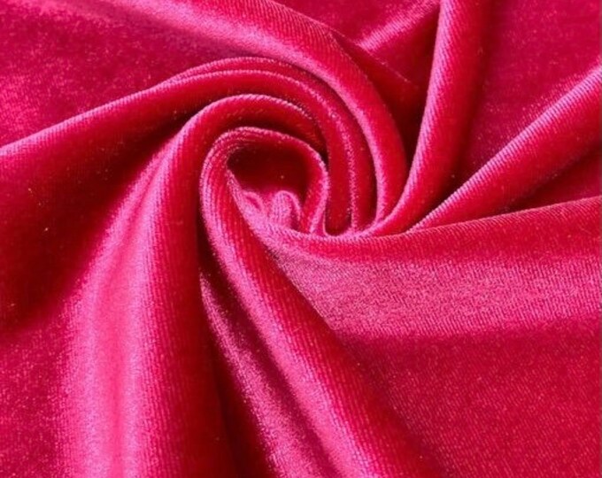 Fuchsia two way stretch velvet spandex apparel drapery fabric 60" Wide