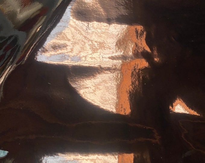 Brown Chrome Mirror Glossy Vinyl Leatherettes Fabric for Shoes Bags Clothing Upholstery Sewing