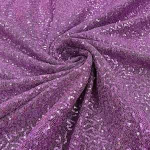 Purple Metallic Tinsel 2 way Stretch Lurex Fabric With Sequins/58 Wide