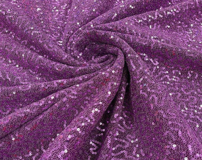 Purple Metallic Tinsel 2 way Stretch Lurex Fabric With Sequins/58 Wide