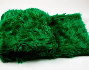 108" x 60" Green faux fur Shaggy Throw Blanket / Bed Spread Coverlet  / Soft Ultra Suede Lining / New