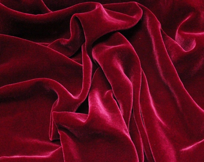 Silk rayon velvet Raspberry solid fabric 45” clothing drapery dresses yard