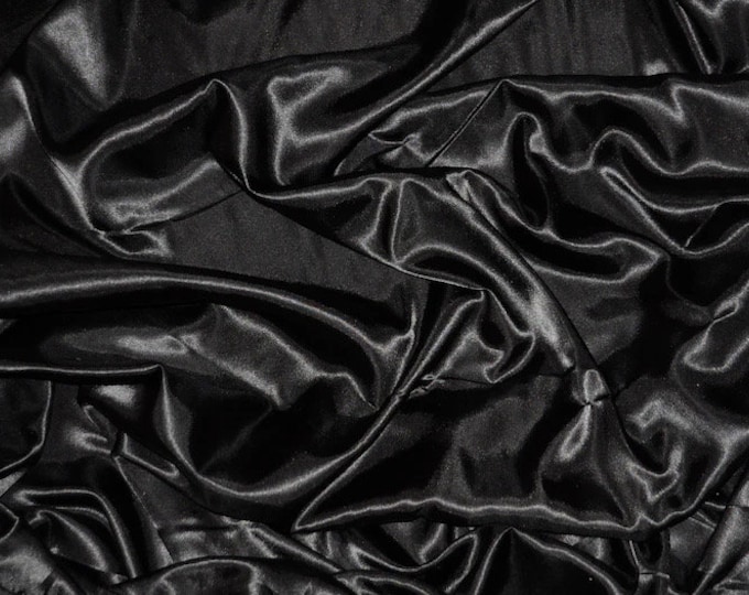 Black charmeuse silky soft polyester fabric  60" wide