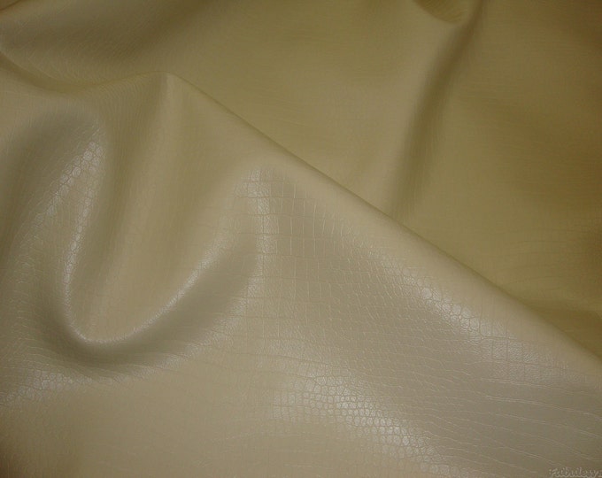 Alligator Ivory color upholstery faux Leather soft Vinyl fabric per yard, auto home cushion seat handbags art and crafts diy project