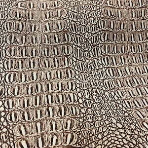 Brown/beige Gator Upholstery vinyl faux leather fabric per yard 54&quot; wide