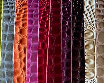 Swamp 3D Croco  embossed Vinyl Leather Faux vinyl fake upholstery apparel bags fabrics