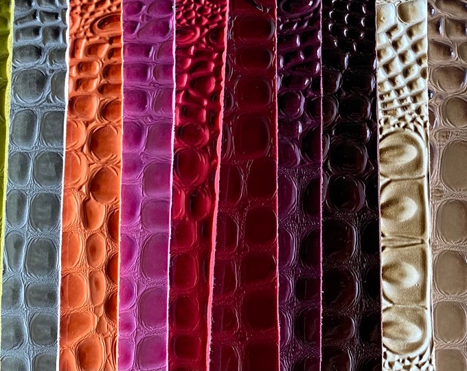 Swamp 3D Crocodile Embossed Faux Vinyl Leather | Upholstery, Bags, Apparel, Crafts Fabric