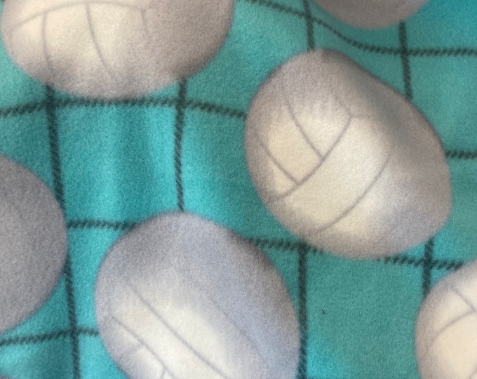 Volleyball Fleece on aqua 60” wide By The Yard