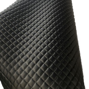 2x2” diamond Vinyl Leather Faux smooth PVC Black Quilted auto headliner fabric Foam Backing Upholstery 52&quot; Wide